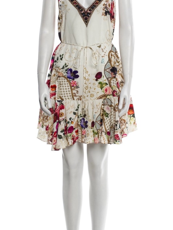 Camilla Dresses & Skirts - Camilla Cream Floral Tie-Waist Tiered Sundress 100% silk